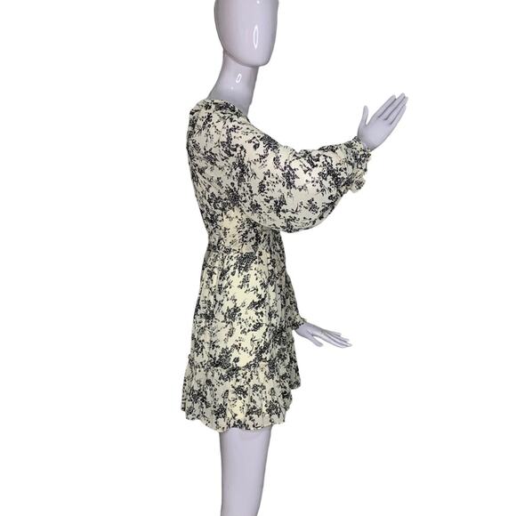 Floral Print Mini Dress NWOT Long Sleeve Tie and Hidden Zipper on Back Size M - Picture 6 of 14
